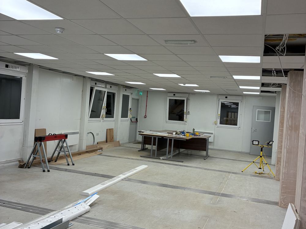Open-plan office fit-out in progress