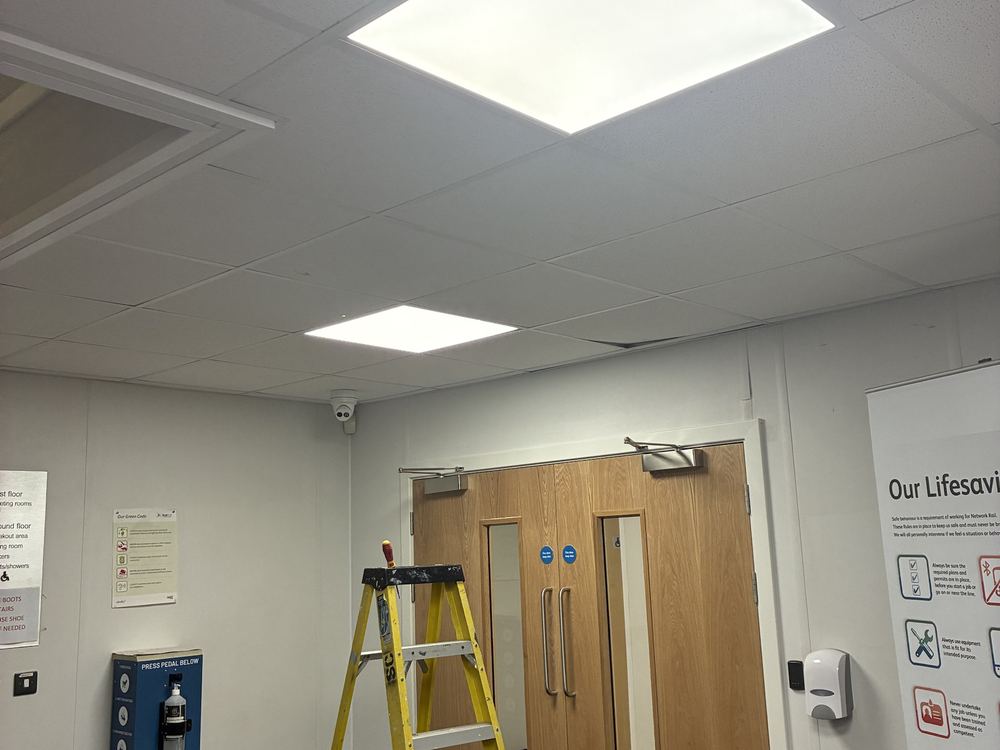 LED panel lighting in a commercial reception